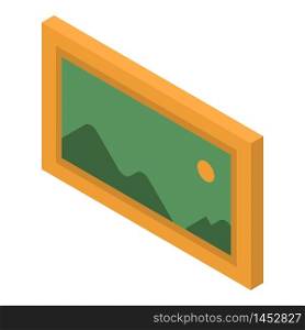 Mountain picture icon. Isometric of mountain picture vector icon for web design isolated on white background. Mountain picture icon, isometric style
