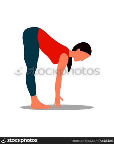 Mountain pose yoga activity, posture done by women wearing training suit, healthy lifestyle vector illustration isolated on white. mountain Pose Yoga Activity Vector Illustration