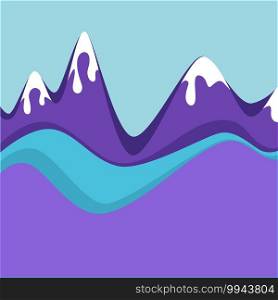 Mountain range with snowy summit. Icy landscape in winter season, panoramic view of natural environment. Resort for extreme vacations, scenery with peak covered with snow. Vector in flat style. Frosty mountain range with snow on peak vector