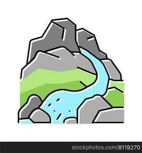 mountain river color icon vector. mountain river sign. isolated symbol illustration. mountain river color icon vector illustration