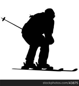 Mountain skier speeding down slope. Vector sport silhouette. Mountain skier speeding down slope. Vector sport silhouette.