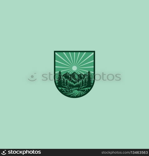 mountain summer logo vector