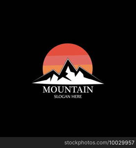 Mountain sun logo design concept template vector 