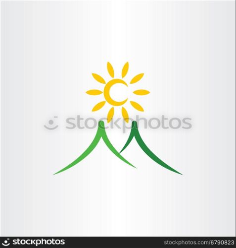 mountain sun nature vector landscape icon