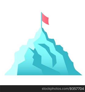 Mountain top and flag vector design element. Abstract customizable symbol for infographic with blank copy space. Editable shape for instructional graphics. Visual data presentation component. Mountain top and flag vector design element