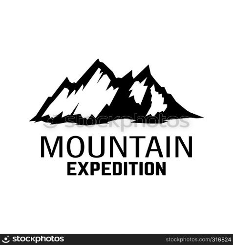 Mountain tourism emblem. Design element for logo, label, sign, poster. Vector illustration