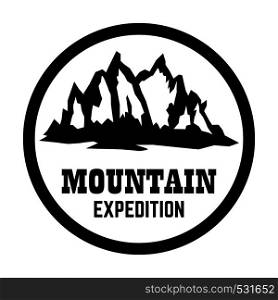 Mountain tourism emblem. Design element for logo, label, sign, poster. Vector illustration
