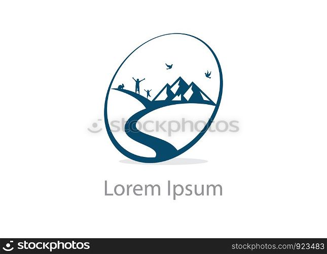 Mountain vector icon, rock climber logo, Wild life concept. Adventure outdoor resort and hiking logo