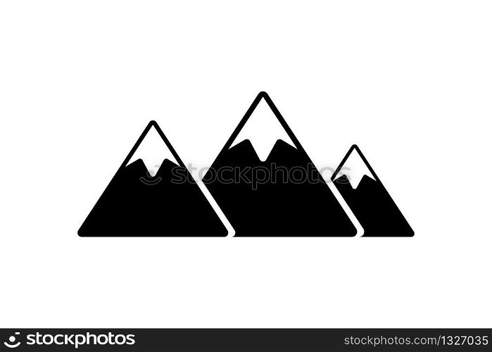 Mountain vector icon. Vector isolated black icon. Black mount isolated symbol. Mountain landscape tourism sign. EPS 10
