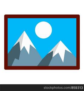 Mountain wall picture icon. Flat illustration of mountain wall picture vector icon for web design. Mountain wall picture icon, flat style