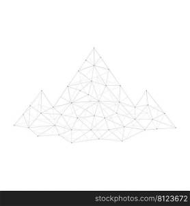 Mountain with connection gray dots. Abstract mountains with low polygonal elements. Vector isolated on white background. 