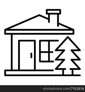 Mountain wood house icon. Outline mountain wood house vector icon for web design isolated on white background. Mountain wood house icon, outline style