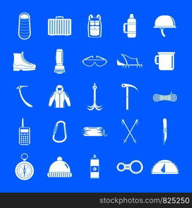 Mountaineering equipment icons set. Simple illustration of 25 mountaineering equipment vector icons for web. Mountaineering equipment icons set, simple style