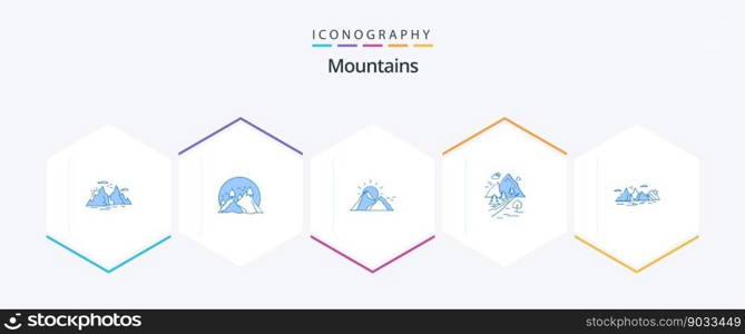 Mountains 25 Blue icon pack including landscape. mountain. mountain. nature. hill