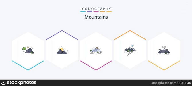 Mountains 25 FilledLine icon pack including landscape. nature. nature. mountain. landscape