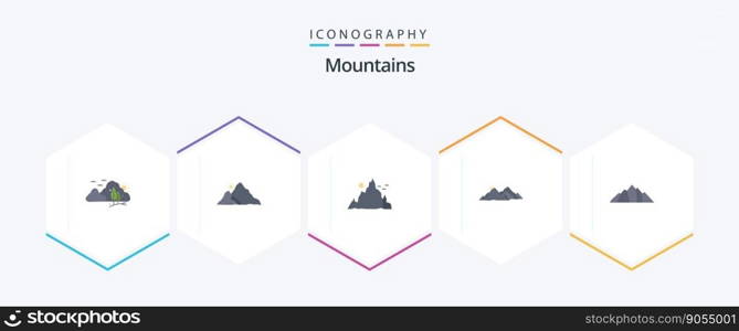 Mountains 25 Flat icon pack including nature. hill. nature. scene. hill