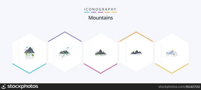 Mountains 25 Flat icon pack including nature. hill. nature. scene. landscape