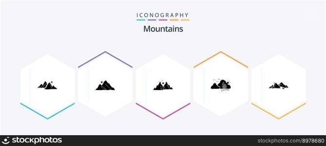Mountains 25 Glyph icon pack including . . nature. scene. hill
