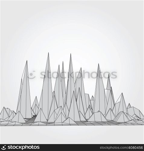 Mountains. 3D concept illustration. Vector Abstract geometric background.