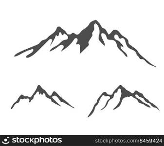 Mountains. A set of vector logos, stickers or stickers. Vector illustration for application, scrapbooking and creative design. Flat style