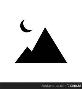 Mountains and moon picture icon. Silhouette symbol. Computer element. Media file sign. Vector illustration. Stock image. EPS 10.. Mountains and moon picture icon. Silhouette symbol. Computer element. Media file sign. Vector illustration. Stock image.