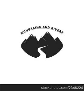 mountains and rivers logo vector illustration design template.