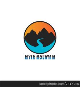 mountains and rivers logo vector illustration design template.