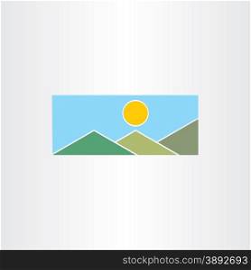 mountains and sun flat icon design