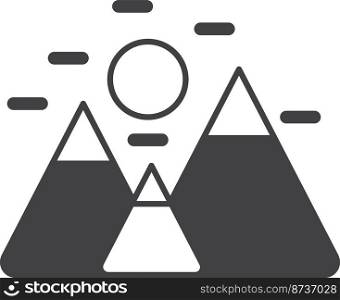 mountains and sun illustration in minimal style isolated on background