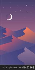 Mountains at sunset with moon and stars background. Vector illustration. EPS 10. Mountains at sunset with moon and stars background. Vector illustration EPS 10