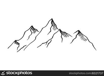 Mountains. Hand drawn rocky peaks. Vector illustration.