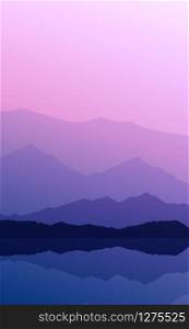 Mountains horizon hills Natural silhouettes in the evening Sunrise and sunset Landscape wallpaper Illustration vector style Colorful view background