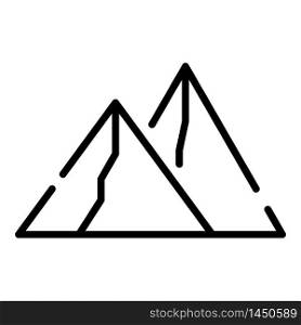 Mountains icon. Outline mountains vector icon for web design isolated on white background. Mountains icon, outline style