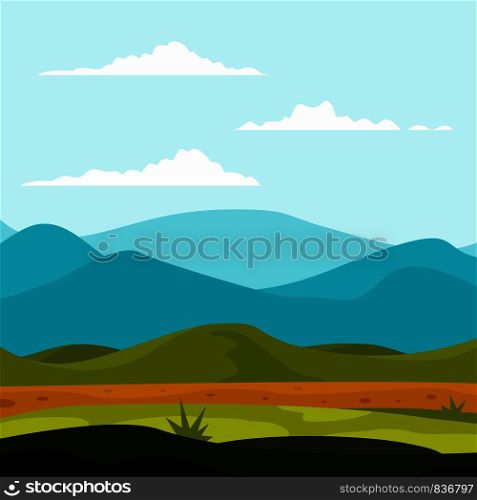 Mountains landscape background. Flat illustration of mountains landscape vector background for web design. Mountains landscape background, flat style