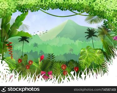 Mountains landscape of tropical background.vector