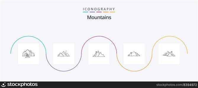 Mountains Line 5 Icon Pack Including nature. hill. nature. sun. nature