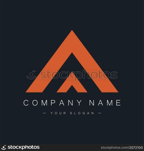 Mountains logo isolated on dark blue background. Travel and mountain sports concept. Vector. Mountains logo isolated on dark blue background. Travel and mountain sports concept. Vector illustration