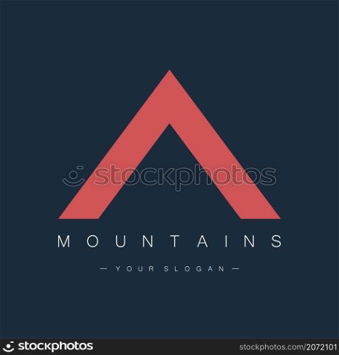 Mountains logo isolated on dark blue background. Travel and mountain sports concept. Vector. Mountains logo isolated on dark blue background. Travel and mountain sports concept. Vector illustration