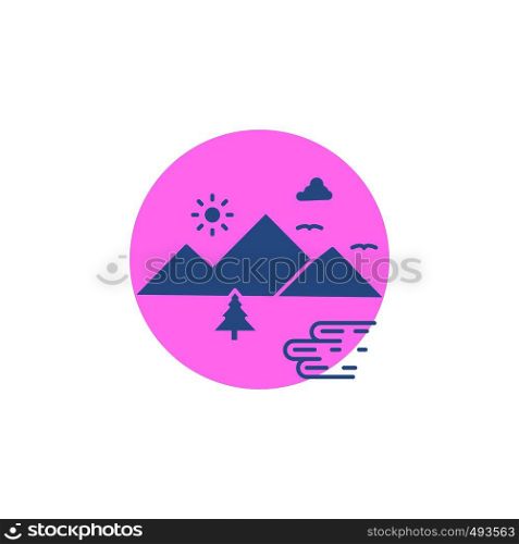 Mountains, Nature, Outdoor, Clouds, Sun Glyph Icon.. Vector EPS10 Abstract Template background