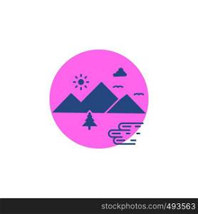 Mountains, Nature, Outdoor, Clouds, Sun Glyph Icon.. Vector EPS10 Abstract Template background