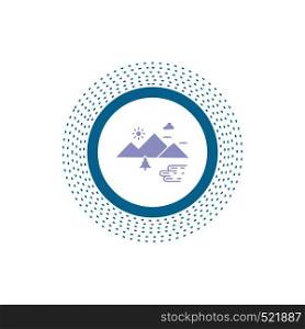 Mountains, Nature, Outdoor, Clouds, Sun Glyph Icon. Vector isolated illustration. Vector EPS10 Abstract Template background