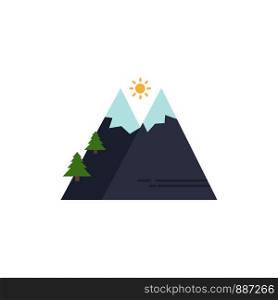 Mountains, Nature, Outdoor, Sun, Hiking Flat Color Icon Vector