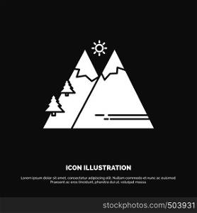 Mountains, Nature, Outdoor, Sun, Hiking Icon. glyph vector symbol for UI and UX, website or mobile application. Vector EPS10 Abstract Template background