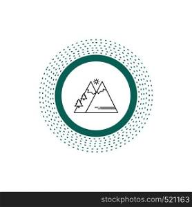 Mountains, Nature, Outdoor, Sun, Hiking Line Icon. Vector isolated illustration. Vector EPS10 Abstract Template background