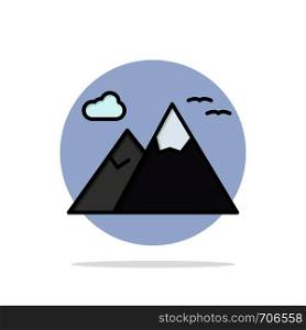 Mountains, Nature, Scenery, Travel Abstract Circle Background Flat color Icon