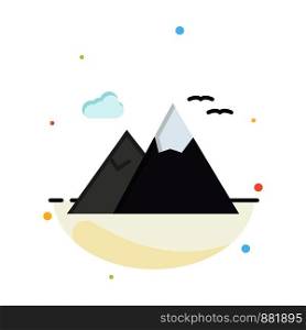 Mountains, Nature, Scenery, Travel Abstract Flat Color Icon Template