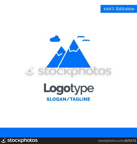 Mountains, Nature, Scenery, Travel Blue Business Logo Template