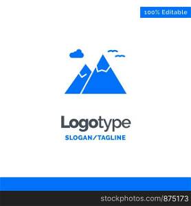 Mountains, Nature, Scenery, Travel Blue Business Logo Template