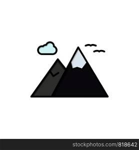 Mountains, Nature, Scenery, Travel Flat Color Icon. Vector icon banner Template