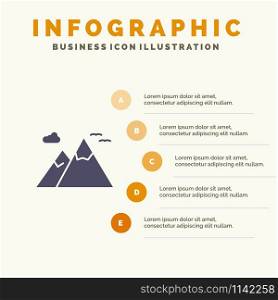 Mountains, Nature, Scenery, Travel Infographics Presentation Template. 5 Steps Presentation